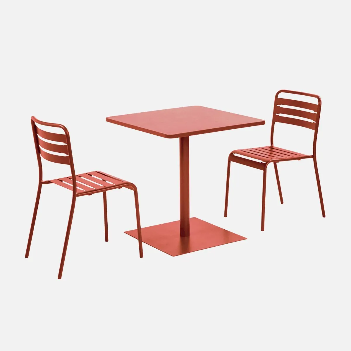 sweeek Set tavolo da giardino quadrato in acciaio con 2 sedie