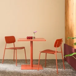 sweeek Set tavolo da giardino quadrato in acciaio con 2 sedie