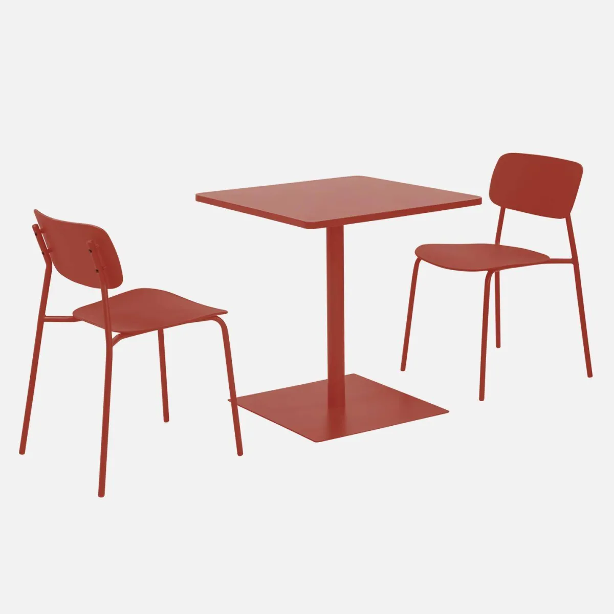 sweeek Set tavolo da giardino quadrato in acciaio con 2 sedie