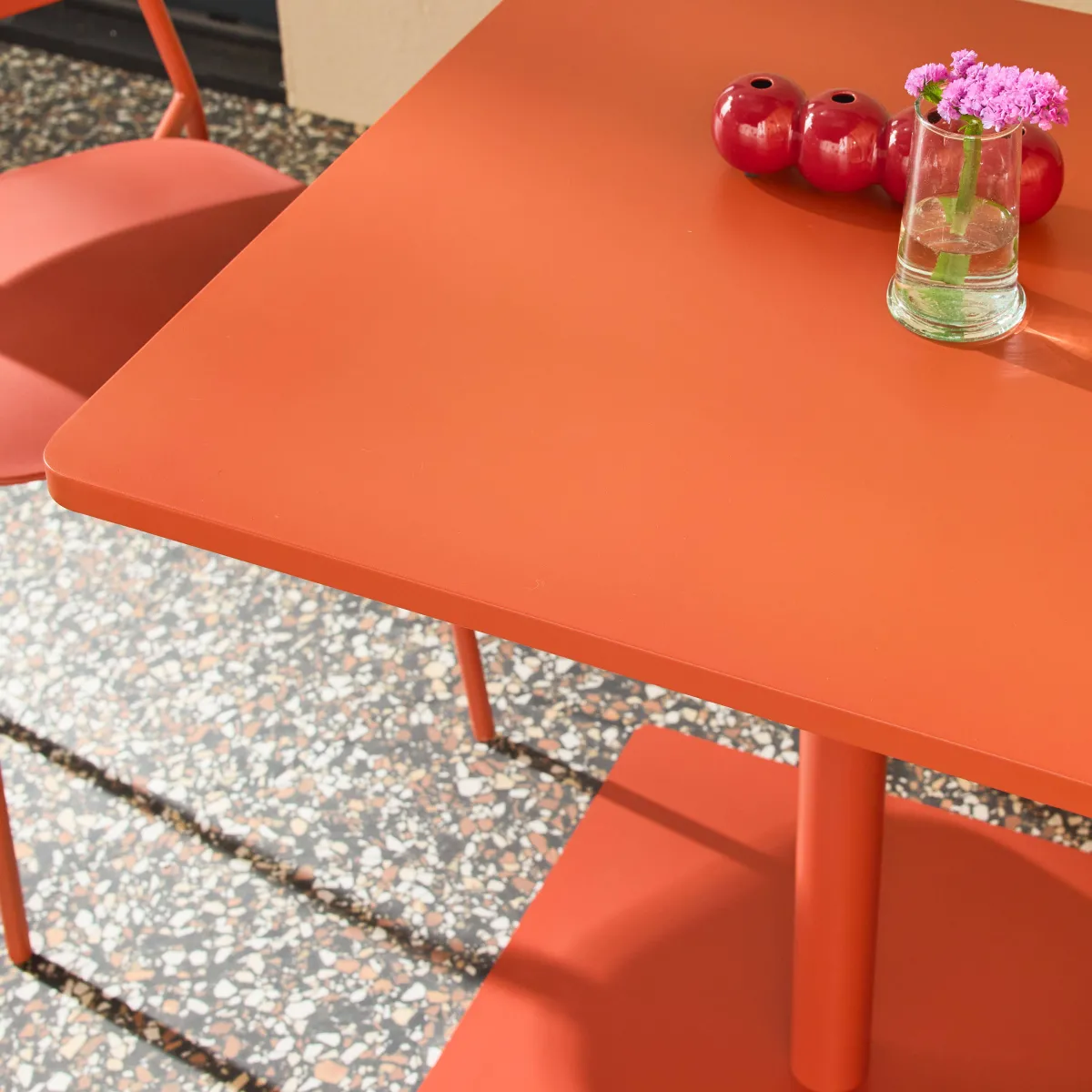sweeek Set tavolo da giardino quadrato in acciaio con 2 sedie