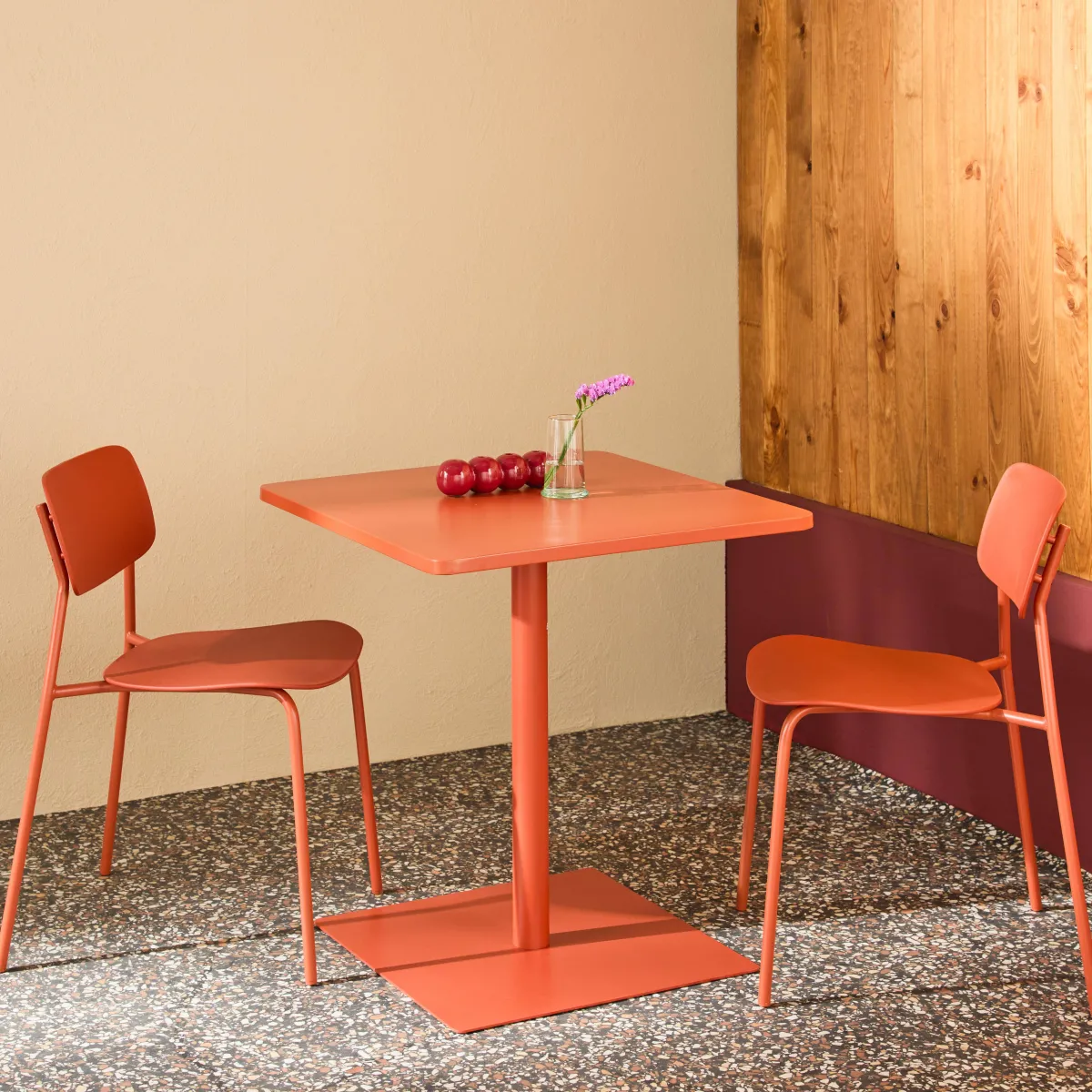 sweeek Set tavolo da giardino quadrato in acciaio con 2 sedie