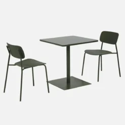 sweeek Set tavolo da giardino quadrato in acciaio con 2 sedie