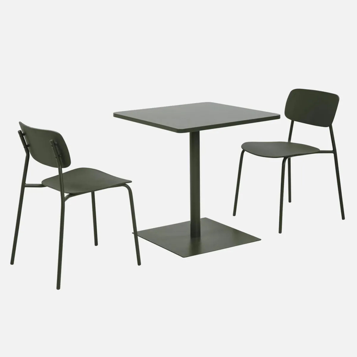 sweeek Set tavolo da giardino quadrato in acciaio con 2 sedie