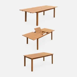 sweeek Set tavolo da giardino rettangolare allungabile in legno con 8 sedie