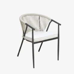 sweeek Set tavolo da giardino rotondo in alluminio e vetro con 6 sedie