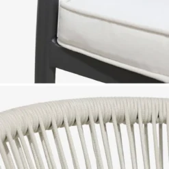 sweeek Set tavolo da giardino rotondo in alluminio e vetro con 6 sedie