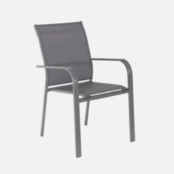 sweeek Set tavolo da giardino rotondo in altuminio con 6 sedie