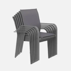 sweeek Set tavolo da giardino rotondo in altuminio con 6 sedie