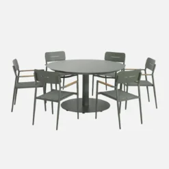 Set tavolo da giardino rotondo in alluminio con 6 sedie