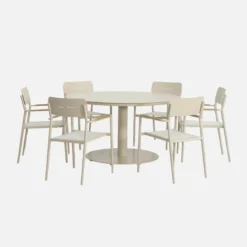 sweeek Set tavolo da giardino rotondo in alluminio con 6 sedie
