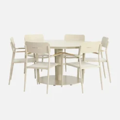 sweeek Set tavolo da giardino rotondo in alluminio con 6 sedie