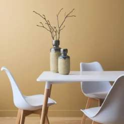 sweeek Set tavolo e 4 sedie da pranzo scandinavo con gambe in legno, 120x80cm
