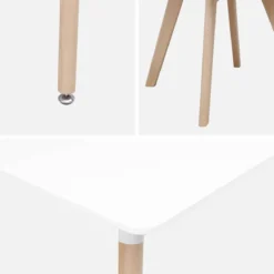 sweeek Set tavolo e 4 sedie da pranzo scandinavo con gambe in legno, 120x80cm