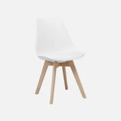 sweeek Set tavolo e 4 sedie da pranzo scandinavo con gambe in legno, 120x80cm