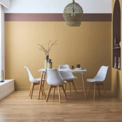 sweeek Set tavolo e 4 sedie da pranzo scandinavo con gambe in legno, 120x80cm