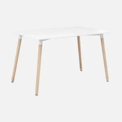 sweeek Set tavolo e 4 sedie da pranzo scandinavo con gambe in legno, 120x80cm