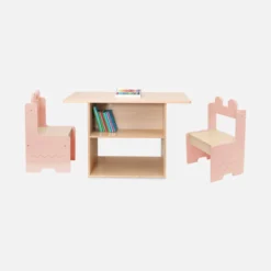 sweeek Set tavolo per bambini con 2 sedie e ripiani