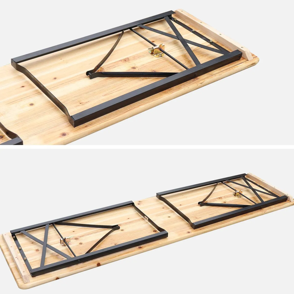 sweeek Set tavolo pieghevole per eventi con 2 panche in legno
