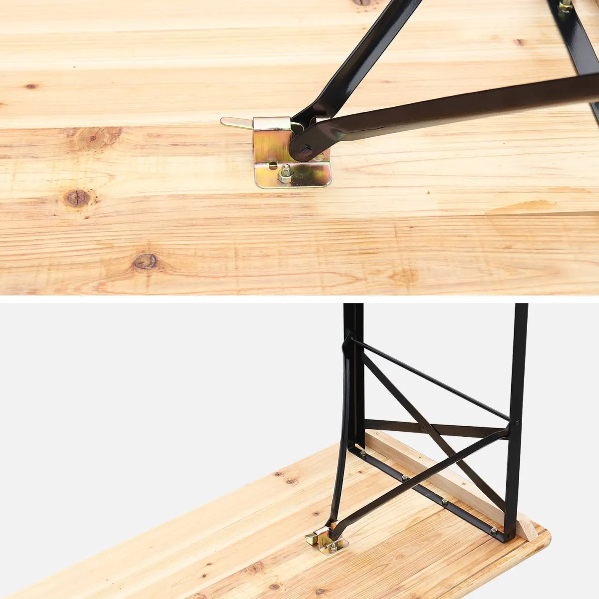 sweeek Set tavolo pieghevole per eventi con 2 panche in legno
