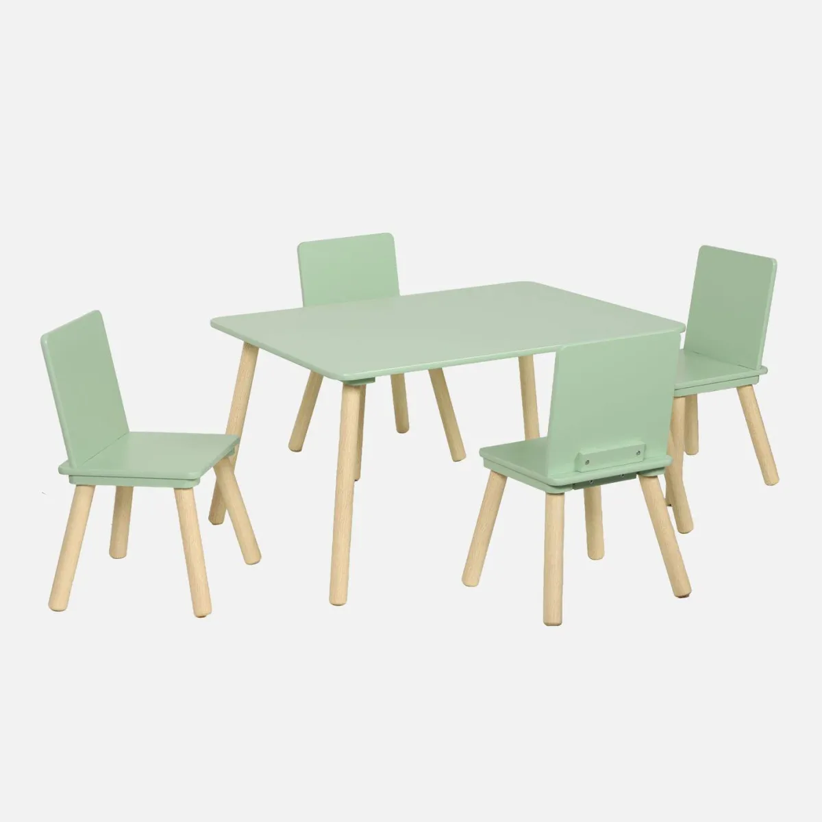 sweeek Set tavolo rettangolare per bambini in legno di pino con 4 sedie