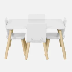 Set tavolo rettangolare per bambini in legno di pino con 4 sedie