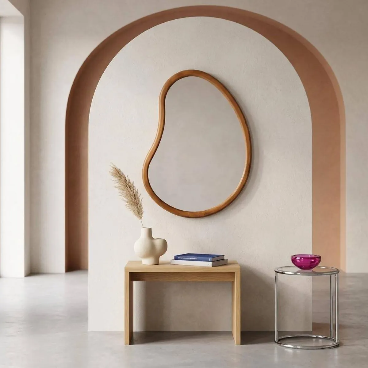 sweeek Specchio organico in legno di abete, 65cm