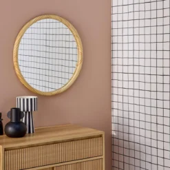 sweeek Specchio rotondo in legno di pino, 60cm