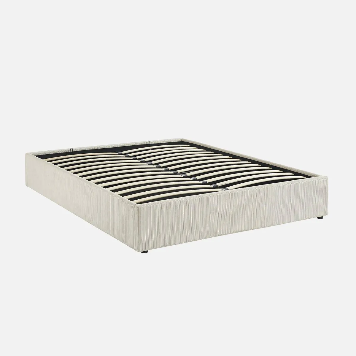 sweeek Struttura letto con contenitore e rete a doghe 160x200cm, imbottita coste fini