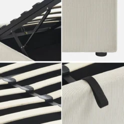 sweeek Struttura letto con contenitore e rete a doghe 140x190cm, imbottita coste fini