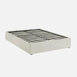 sweeek Struttura letto con contenitore e rete a doghe 140x190cm, imbottita coste fini