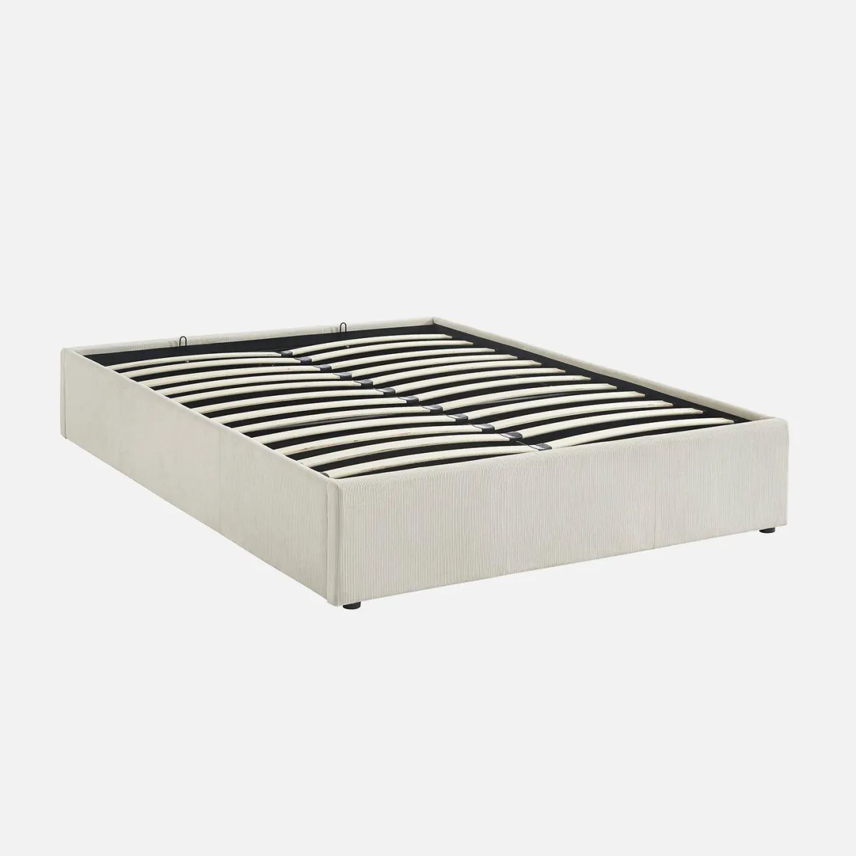 sweeek Struttura letto con contenitore e rete a doghe 140x190cm, imbottita coste fini