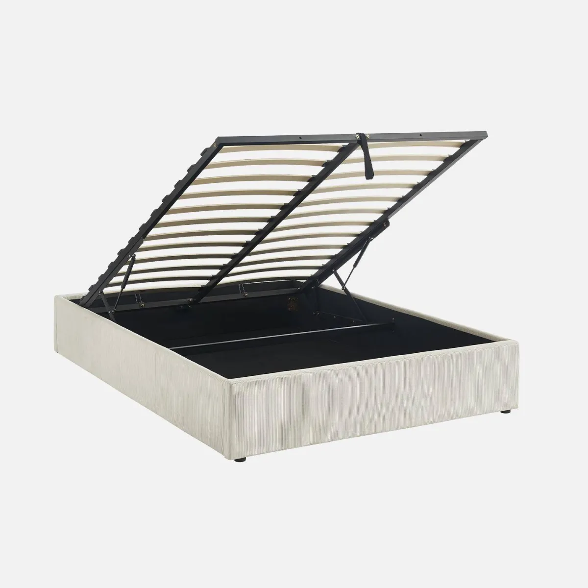 sweeek Struttura letto con contenitore e rete a doghe 140x190cm, imbottita coste fini