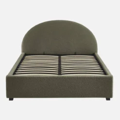 sweeek Struttura letto con contenitore e testiera 140x190cm, imbottita bouclé
