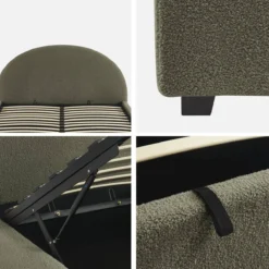 sweeek Struttura letto con contenitore e testiera 140x190cm, imbottita bouclé
