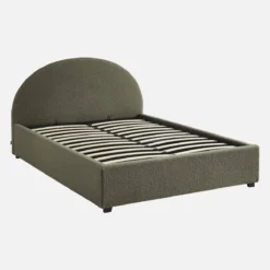sweeek Struttura letto con contenitore e testiera 140x190cm, imbottita bouclé