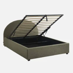 sweeek Struttura letto con contenitore e testiera 140x190cm, imbottita bouclé