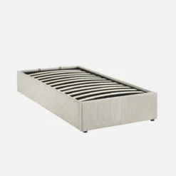 sweeek Struttura letto con contenitore e rete a doghe 90x190cm, imbottita coste fini