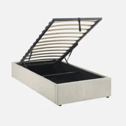 sweeek Struttura letto con contenitore e rete a doghe 90x190cm, imbottita coste fini