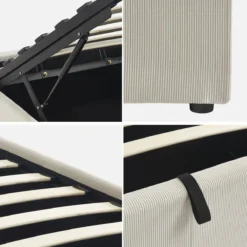 sweeek Struttura letto con contenitore e rete a doghe 90x190cm, imbottita coste fini