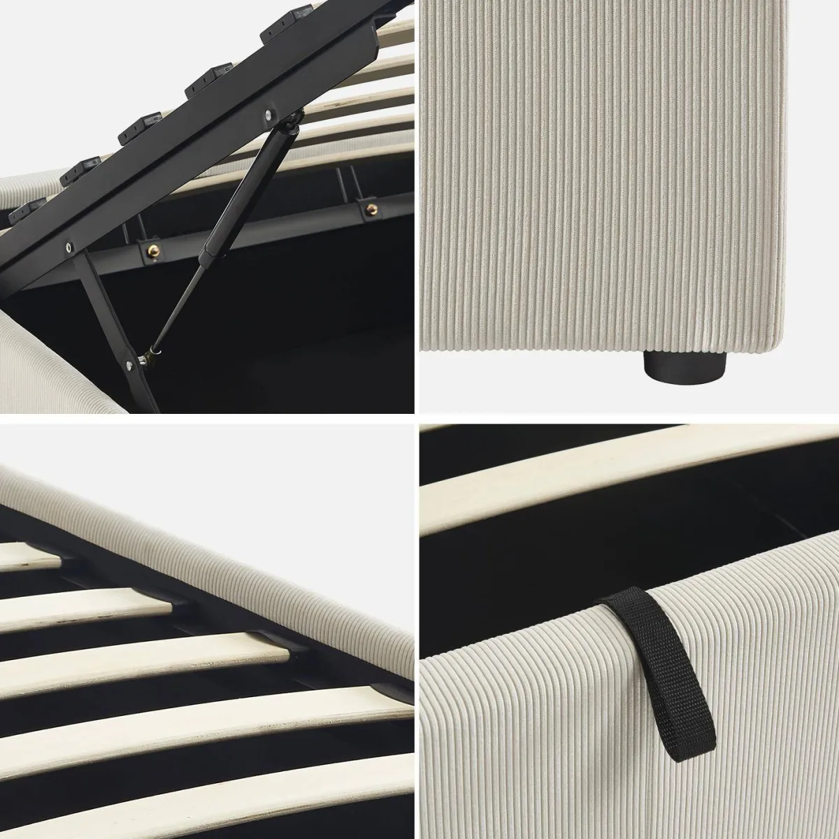 sweeek Struttura letto con contenitore e rete a doghe 90x190cm, imbottita coste fini