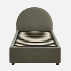 sweeek Struttura letto con contenitore e testiera 90x190cm, imbottita bouclé