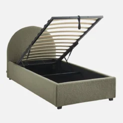 sweeek Struttura letto con contenitore e testiera 90x190cm, imbottita bouclé