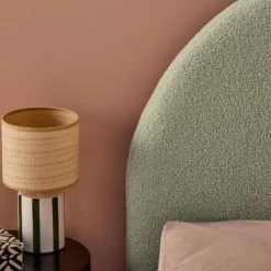 sweeek Struttura letto con contenitore e testiera 90x190cm, imbottita bouclé