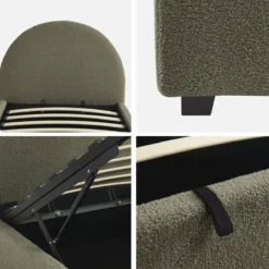 sweeek Struttura letto con contenitore e testiera 90x190cm, imbottita bouclé