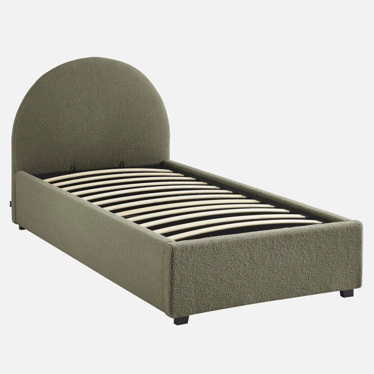 sweeek Struttura letto con contenitore e testiera 90x190cm, imbottita bouclé
