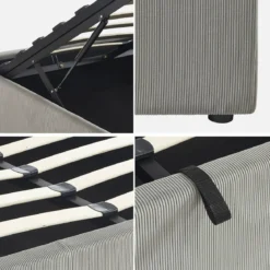 Struttura letto con contenitore e rete a doghe 160x200cm, imbottita coste fini