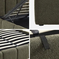 Struttura letto con contenitore e testiera 140cmx190cm, imbottita bouclé