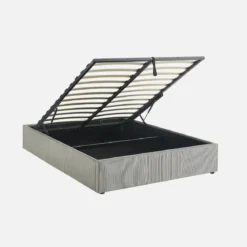 Struttura letto con contenitore e rete a doghe 140x190cm, imbottita coste fini