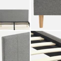 sweeek Struttura letto con rete a doghe e testiera 140x190cm, tessuto semplice