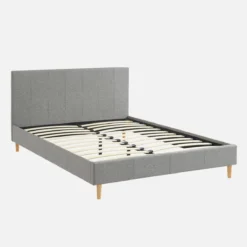 sweeek Struttura letto con rete a doghe e testiera 140x190cm, tessuto semplice